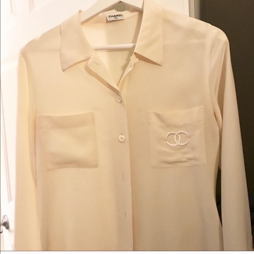 Authentic chanel 100% silk shirt